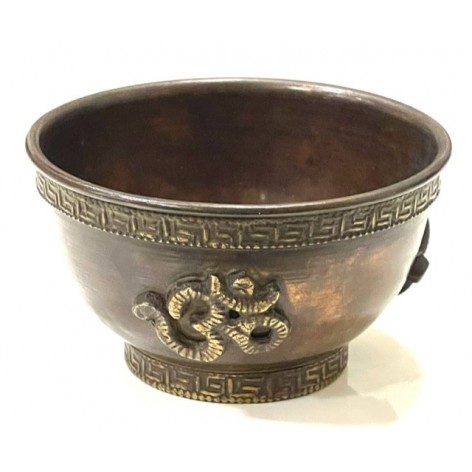 Oxidized copper offering bowl