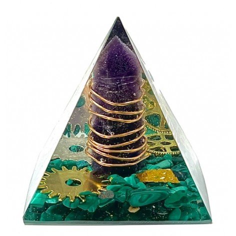 Pyramid Orgonite, Amethyst-Malachite