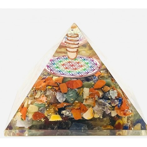 Pyramide Orgonite, Fleur de vie colorée