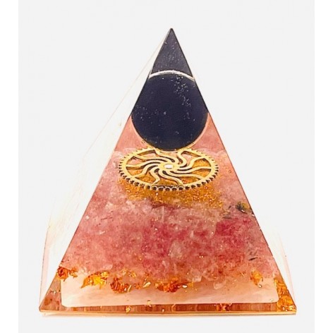 Orgonite Pyramid, Obsidian-Quartz