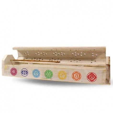 Räucherstäbchenhalter Holz Box 7 Chakras