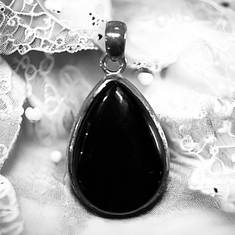 Pendentif en argent 925 Obsidienne Noire