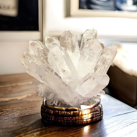 Natural rock crystal cluster