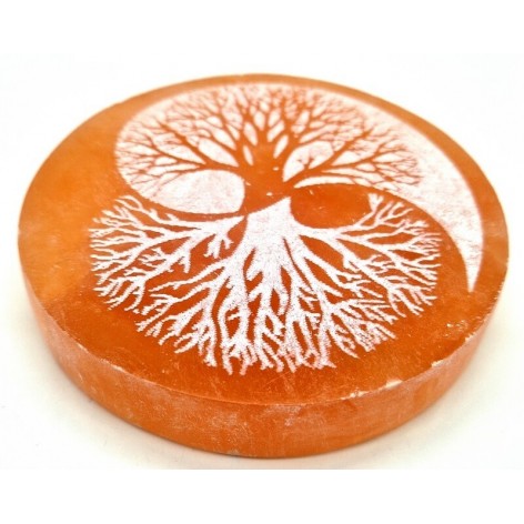 Selenite Tree of Life Plate, Yin-Yang