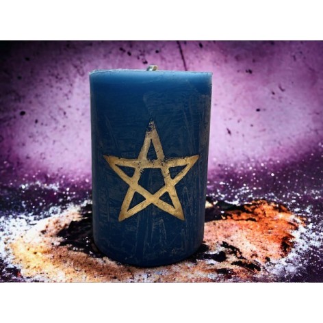 Candle karma pentagram blue