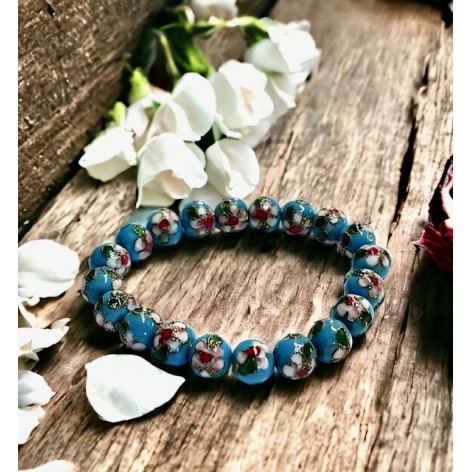 Bracelet artisanal, Perles de fleurs 8mm