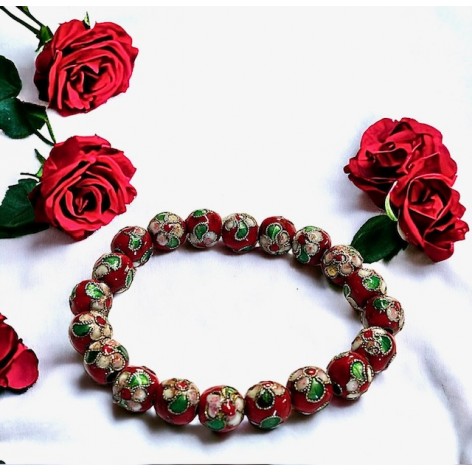 Bracelet artisanal, Perles de fleurs 8mm