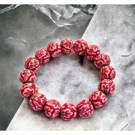 Bracelet artisanal, Perles de fleurs 10mm