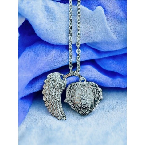 Collier * Appeleur d'Ange* coeur+ aile