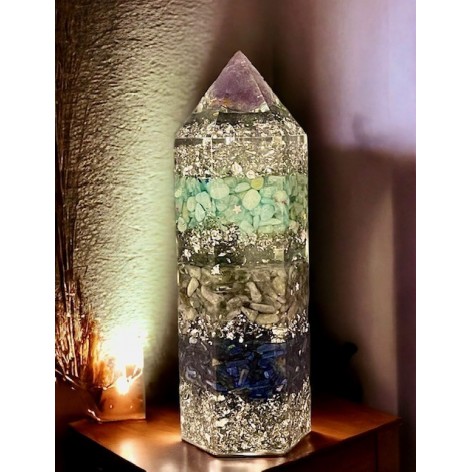 Orgonite Obélisque, Rêve d'Améthyste