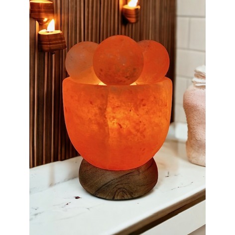 Lamp with 4 Himalayan salt massage balls