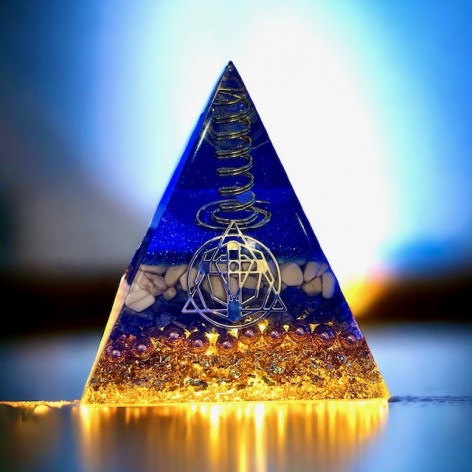 Pyramide Orgonite, Lapis-Lazuli - Pierre de lune