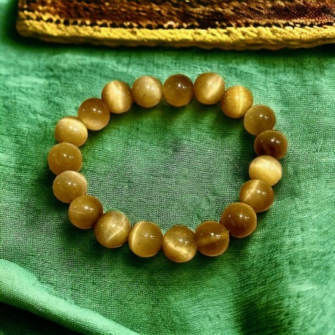 Bracelet en pierre, Oeil de tigre jaune