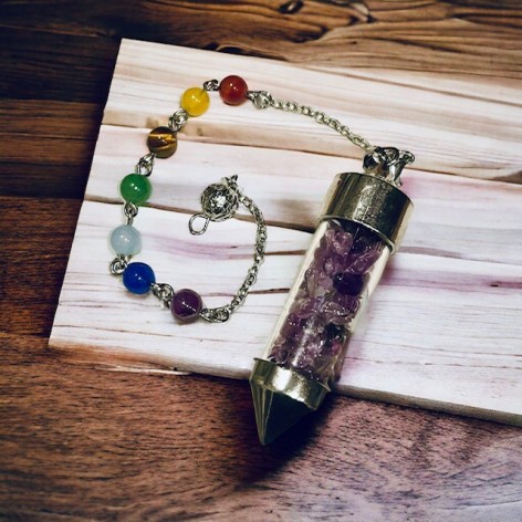 7 Chakras Pendulum, Amethyst Bottle