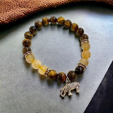 Bracelet Oeil de tigre  Quartz rutile