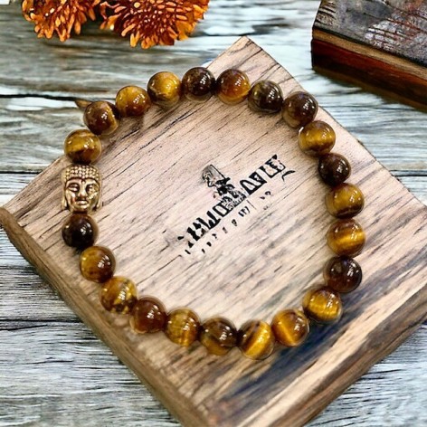 Bracelet Oeil de Tigre & Bouddha