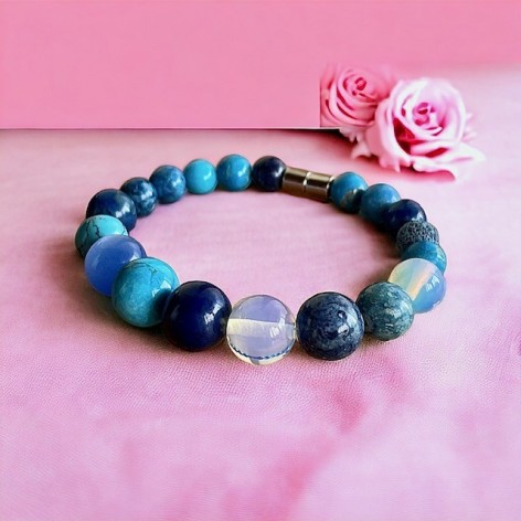 Turquoise, Lapis & Cat's eye bracelet