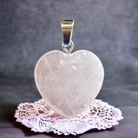 Heart Pendant, Rose Quartz