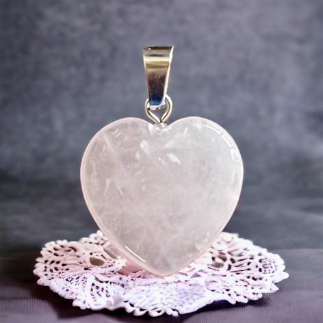 Pendentif Coeur, Quartz rose