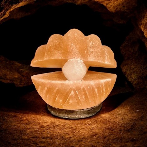 Himalaya salt lamp, shell and pearl