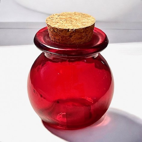Red glass jar