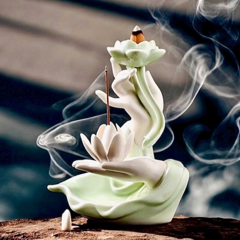 Brûle encens en céramique, Lotus
