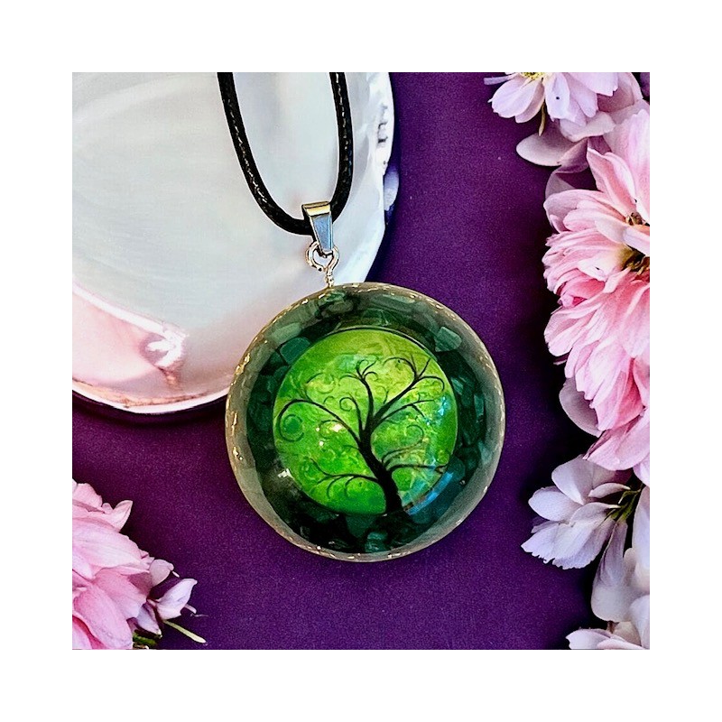 Orgonit-Malachit-Anhänger, Baum des Lebens