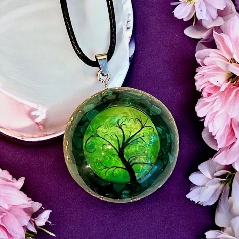 Pendant Orgonite Malachite, Tree of Life