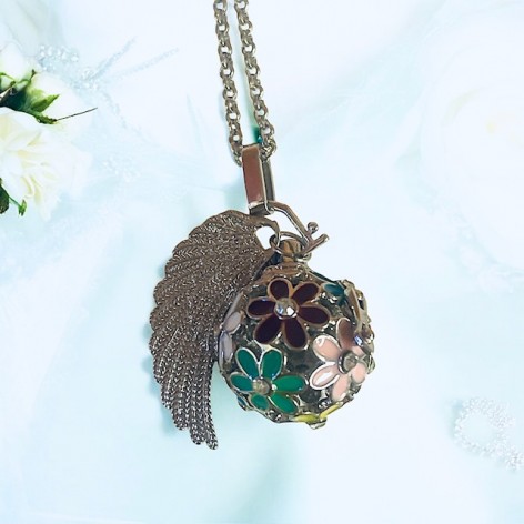 Pendentif diffuseur, fleurs & aile d'ange