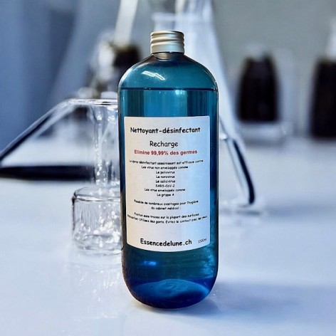 Surface disinfectant refill with essential oils