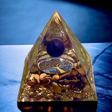 Pyramid orgonite, Tree of Life tiger eye