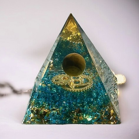 Pyramide orgonite, Oeil de tigre-Temps