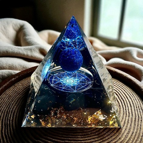 Orgonite pyramid, Obsidian-Lapis