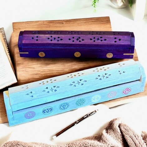 Räucherstäbchenhalter Holz Box 7 Chakras