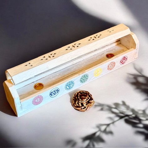 Räucherstäbchenhalter Holz Box 7 Chakras