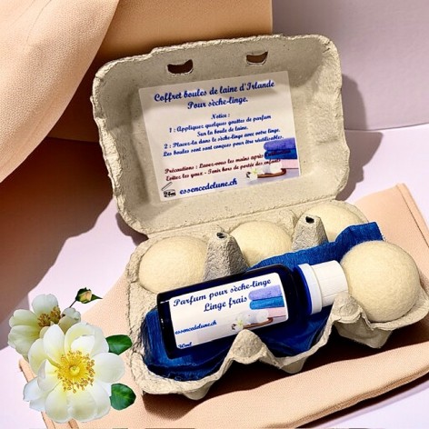 Coffret de boules de laine d'Irlande & Parfum Linge frais