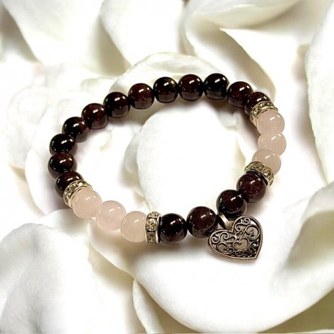 Bracelet Quartz rose & Grenat
