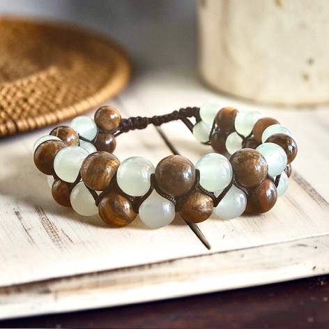 Bracelet double Jadéite & Oeil de tigre