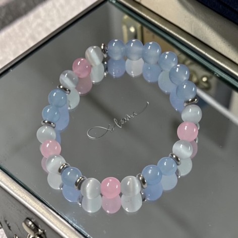 Bracelet Calcédoine & Chrysobéryl