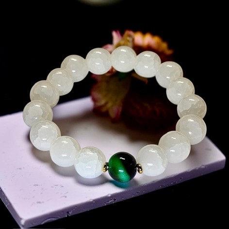 Bracelet Cristal de roche et Tigre de Namibie