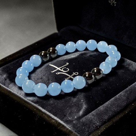 Bracelet de Calcédoine & Hématite